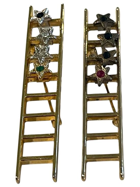 Mary Kay Jewelry - Vintag 2 Mary Kay Sapphire Emerald Reach for The Stars Ladder Pin Brooch 2”x3/8”